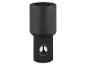 Schwarzer Steckschlüsseladapter mit Vierkantantrieb und Stiftloch.