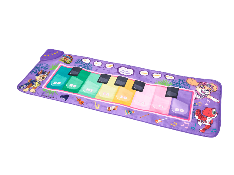 Paw Patrol Dino Movie Klavier-Spielmatte mit Charakteren und Noten.