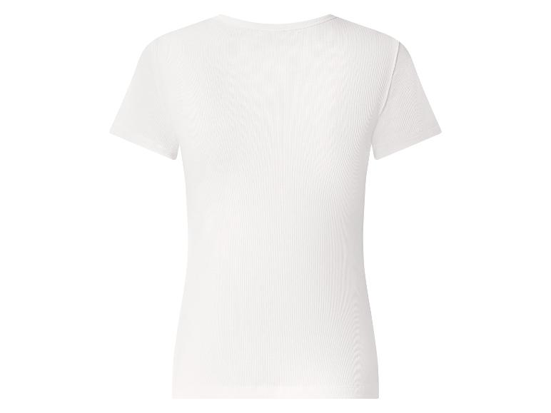Weißes geripptes Damen-T-Shirt mit kurzen Ärmeln, Rückansicht