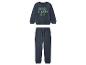 Blauer Kinder-Trainingsanzug mit dem Text „READY STEADY GO!“ auf dem Sweatshirt.