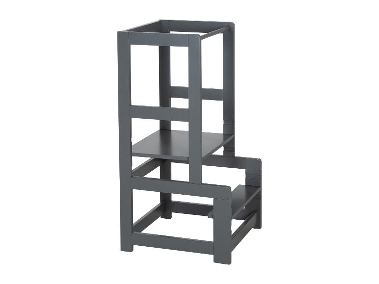 Grauer Lernturm aus Holz für Kinder