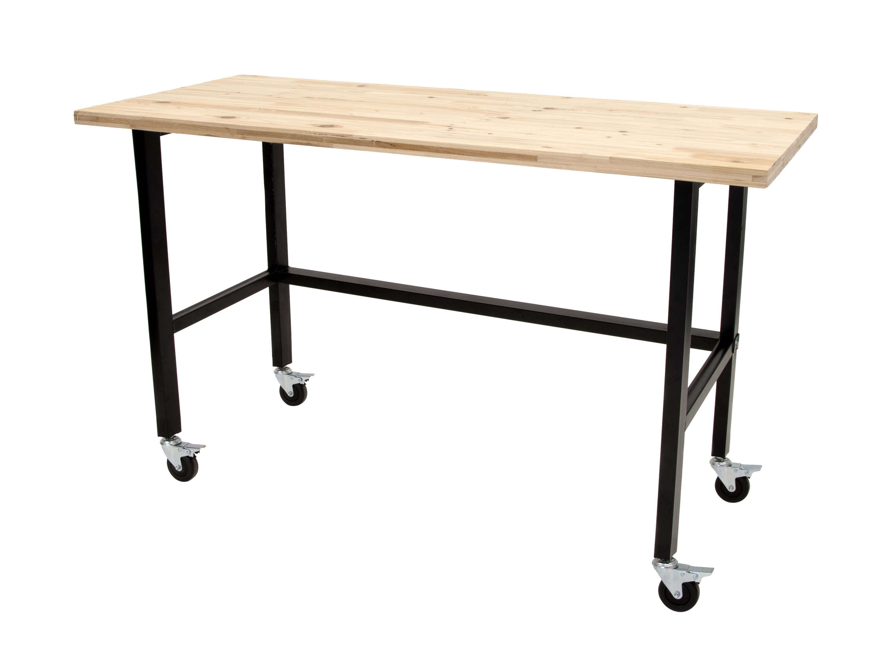RIKTA Werkbank mit Rollen, B 140 X T 60 X H 84cm, 200kg Belastung, Fichte