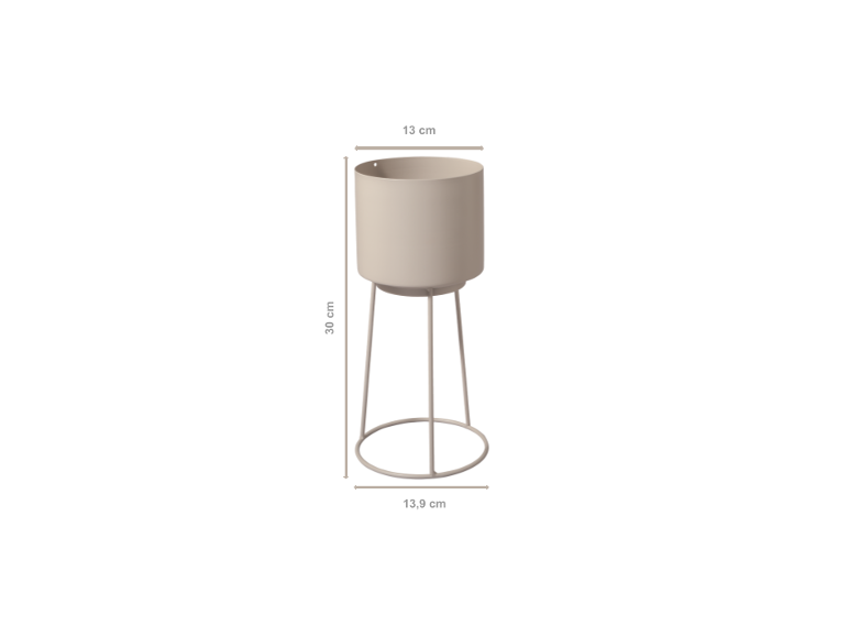 LIVARNO® Pflanztopf mit Gestell, Ø 13 cm, 30 cm hoch, beige
