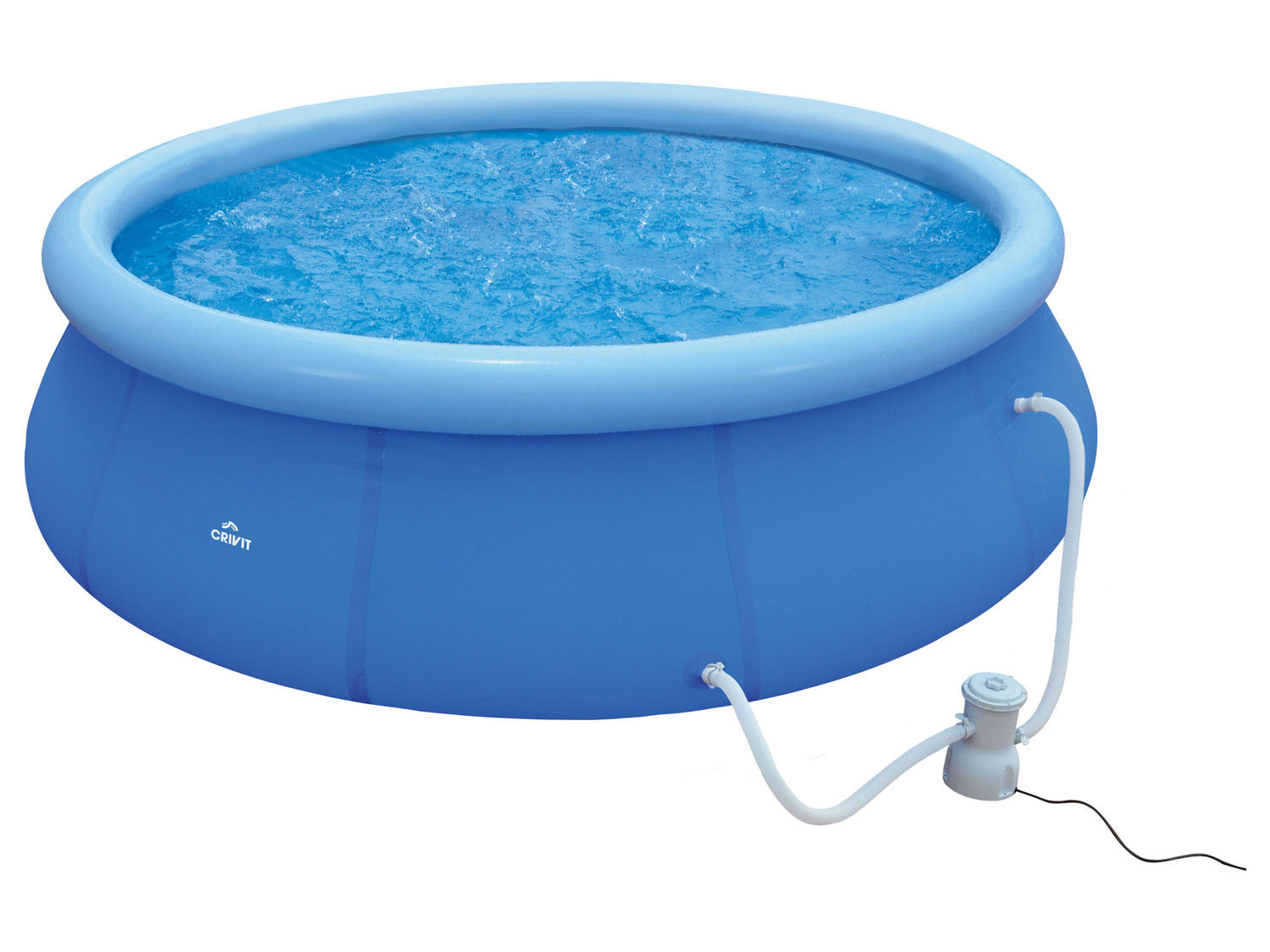 CRIVIT Quick-up Pool-Set, Ø 450 x H 122 cm, Komplett-Set mit Filterpumpe,  Leiter, Planen