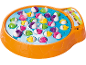 Magnetisches Angelspiel mit bunten Fischen auf einer orange-blauen Basis.
