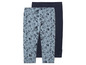 Zwei Leggings für Mädchen, eine mit Muschelprint und eine in dunkelblau.