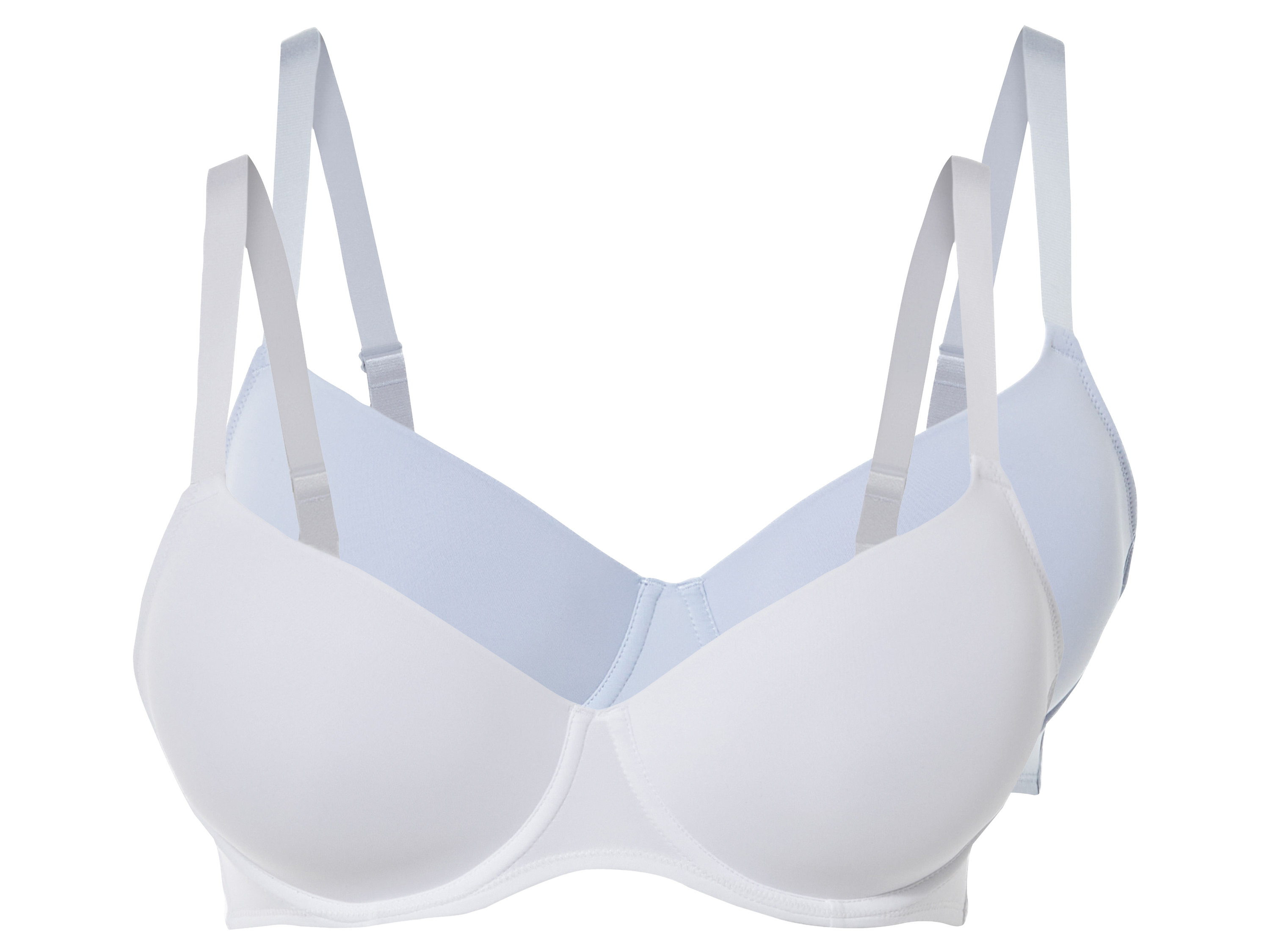 esmara® Damen Bügel BH gemouldet 2er (Blau/Weiß, 90E)““ | schwarz/beige Muster: – Detail: sanft formgebend Trägerart: mit verstellbaren Trägern Schale: vorgeformte Cups Multipack: 2 Stück Material: Obermaterial: Polyamid, 10 % Elasthan Lycra Cupfutter: Polyester