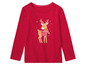 Rotes Langarmshirt mit Rentier-Motiv.