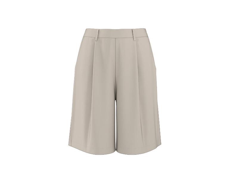 Beige Damen-Culottes mit weitem Bein und Falten.