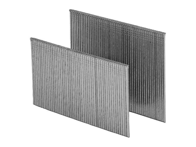 Zwei Streifen mit Nägeln für eine Nagelpistole.