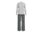 Damen-Pyjama mit grauem Langarmshirt und karierter Hose.