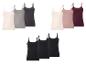 Set aus neun Damen-Spaghettitops in Beige, Grau, Schwarz, Rosa und Burgunderrot.