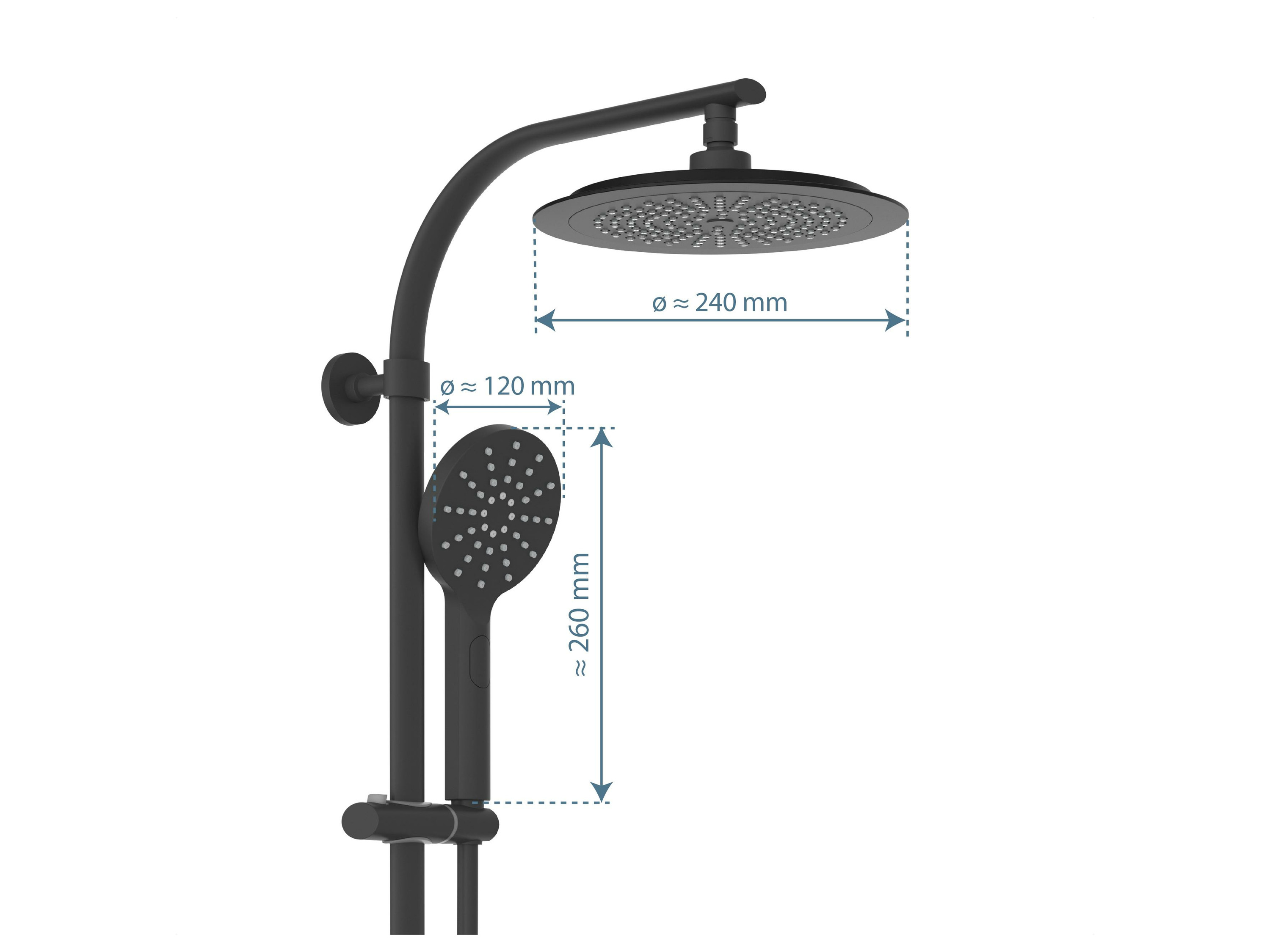 SCHÜTTE Duschset Madura Fresh mit Thermostatarmatur (Schwarz matt) – Bild 4 von 4