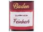 Weinflaschenetikett mit „Baden Cuvée Noir Feinherb“ Text und Weinblatt-Design.