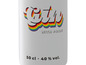 Eine Flasche Gin mit Regenbogen-Design und dem Text 'With Pride'.