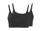 Zwei schwarze gerippte Crop-Tops mit dünnen Trägern