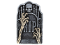 Halloween-Grabstein mit Totenkopf, Skeletthänden und dem Text „RIP“.