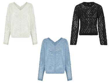 esmara® Damen Pullover, in modischem Lochstrickmuster