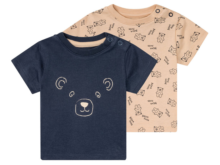 Gehe zu Vollbildansicht: lupilu® Baby Jungen T-Shirt, 2 Stück, mit praktischer Schulterknöpfung - Bild 2