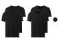 Set schwarze T-Shirts mit kurzen Ärmeln, Rundhals und V-Ausschnitt.