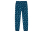 Blaue Schlafanzughose mit Schneeflockenmuster.
