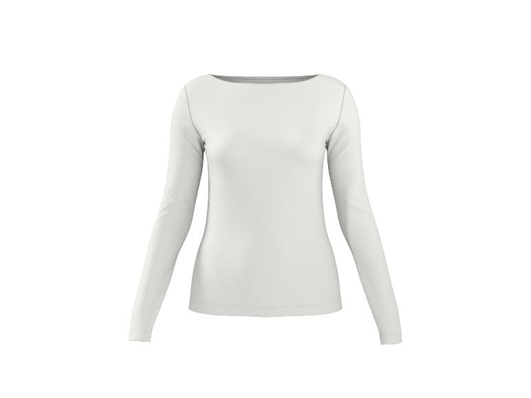 Weißes Damen-Langarmshirt mit U-Boot-Ausschnitt