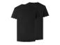 Zwei schwarze Kurzarm-T-Shirts mit Rundhalsausschnitt