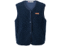 Dunkelblaue Teddy-Weste mit Druckknöpfen.