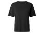 Schwarzes Kurzarm-T-Shirt mit Rundhalsausschnitt.