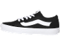 Schwarze Canvas-Sneaker mit weißen Schnürsenkeln und einem weißen Seitenstreifen.