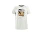 Weißes Herren-T-Shirt mit einem 'Golden Hour' Palmen-Sonnenuntergangs-Motiv.
