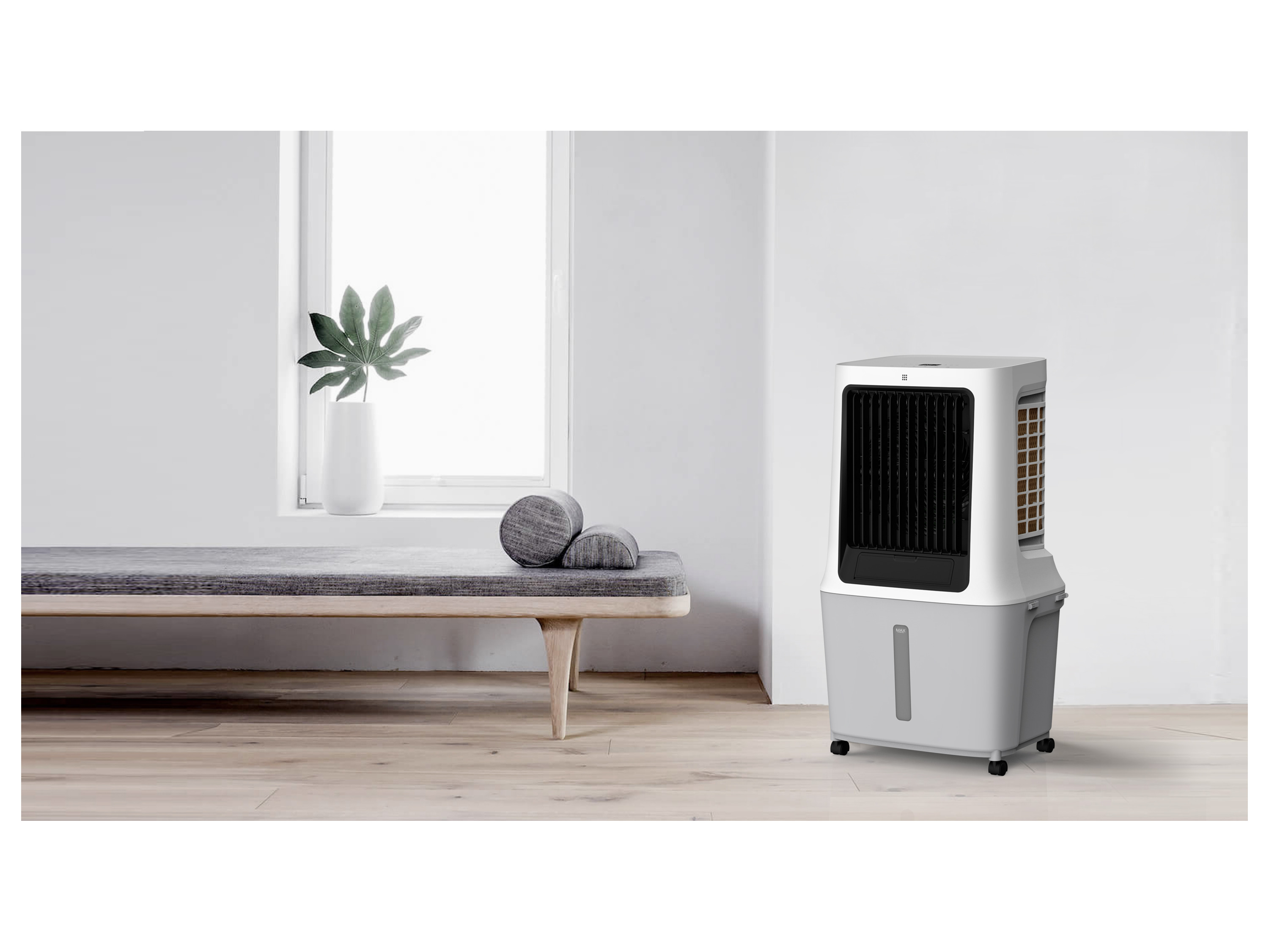 Be Cool Refroidisseur dair 120 W (L x l x H) 496 x 375 x 870 mm gris clair, blanc commandé par application, minuteur, affichage LED, avec télécommande 4