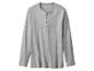 Graues Langarm-Henley-Shirt mit Knöpfen.