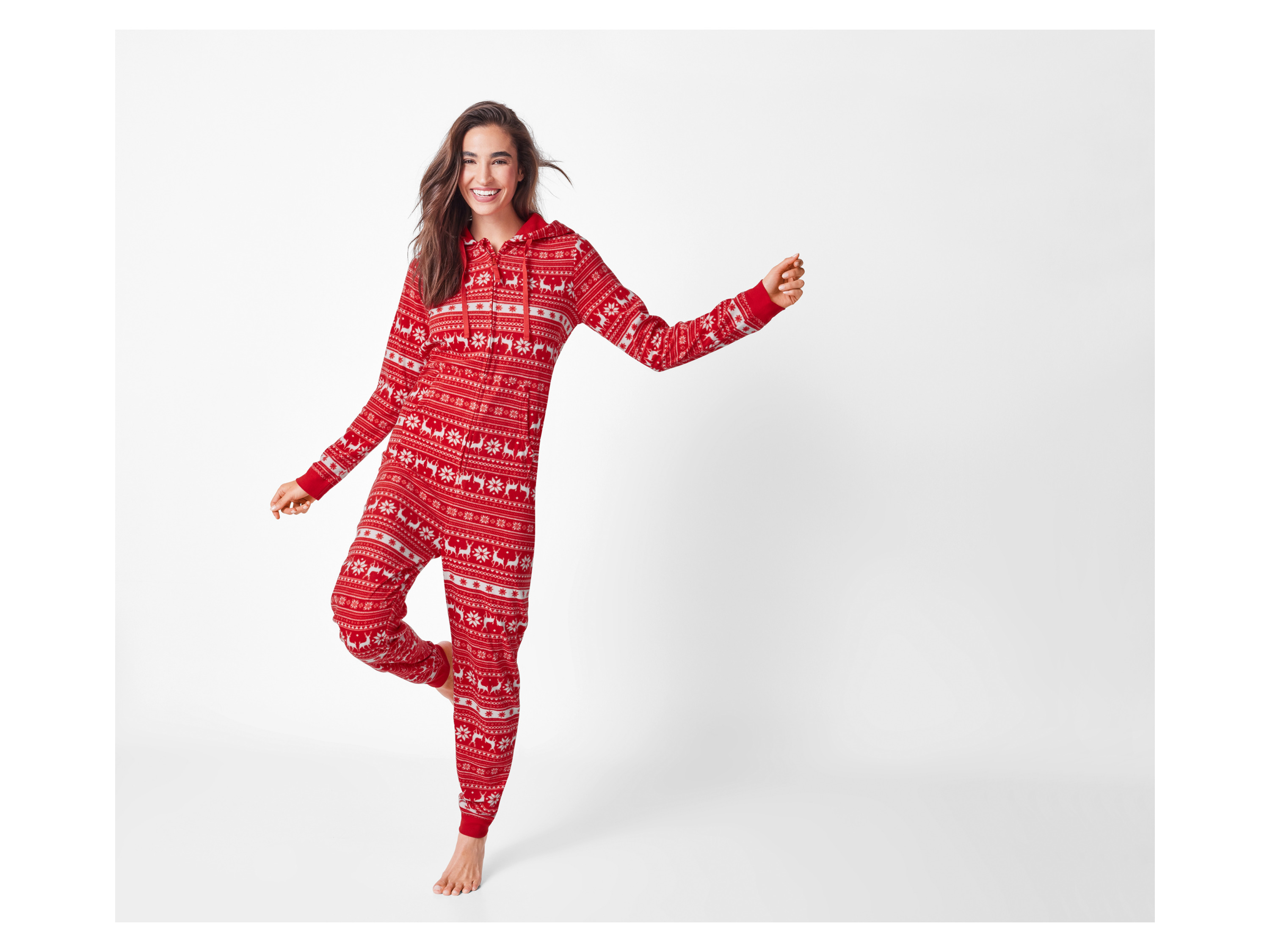 ESMARA® Damen Fleece-Jumpsuit (Rot, XS(32/34)) – Bild 2 von 3