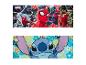 Zwei rechteckige Matten: eine mit Spider-Man und Schurken, die andere mit Stitch auf tropischem Hintergrund.