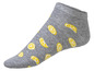 Graue Socke mit gelben Zitronen.