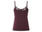 Bordeauxrotes Camisole mit Spitzenbesatz und dünnen Trägern.