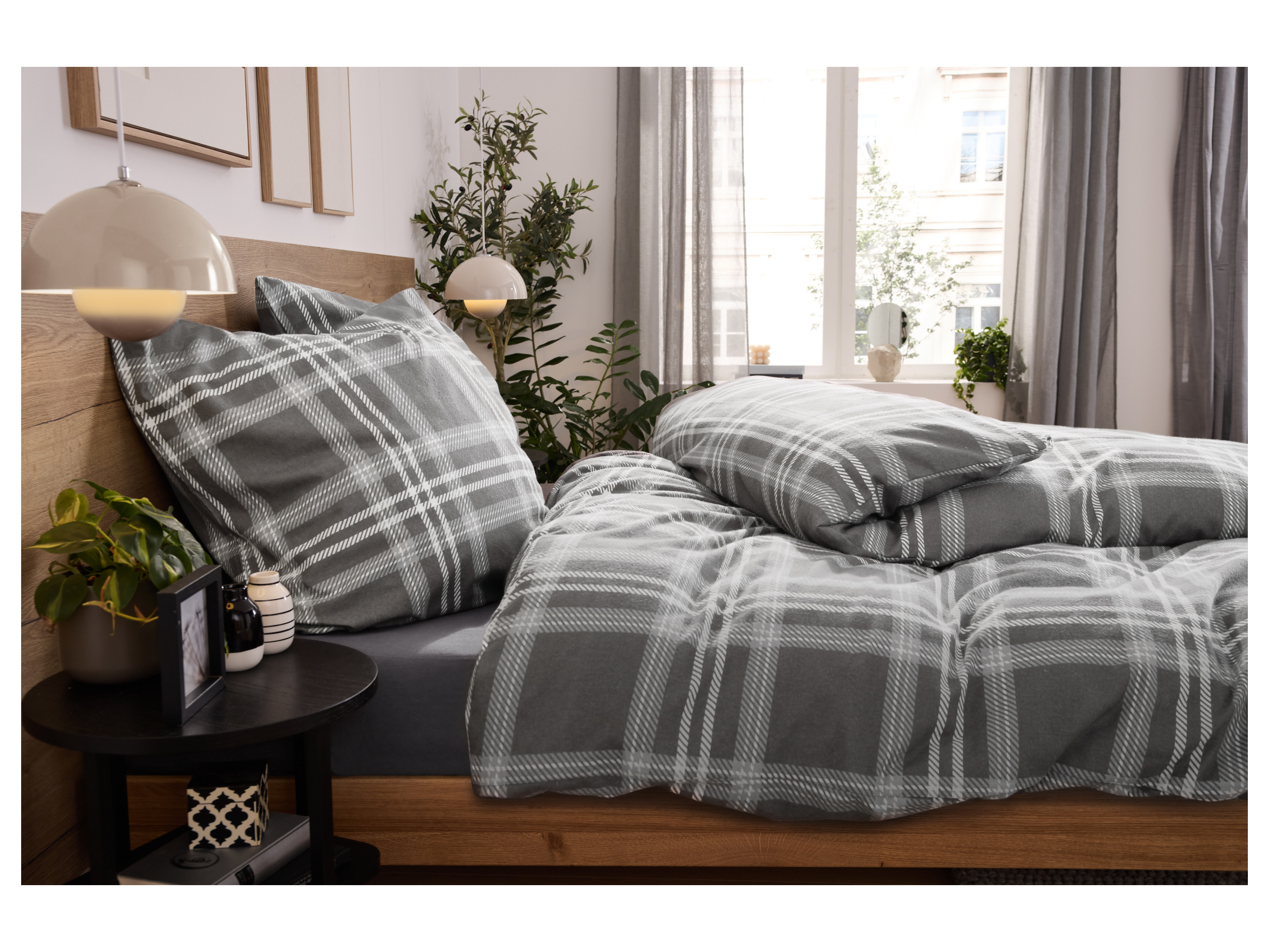 Thumbnail - LIVARNO® Feinbiber-Bettwäsche, 155 x 220 cm (Grau)