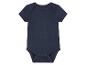 Marineblauer Baby-Body mit kurzen Ärmeln.
