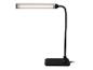 Schwarze LED-Schreibtischlampe mit flexiblem Arm und rechteckigem Sockel
