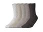 Fünf Paar einfarbige Rippsocken in verschiedenen neutralen Farbtönen, von Hellgrau bis Dunkelbraun.