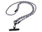 Schwarz-weißes geometrisches Handy-Lanyard mit schwarzem Haken