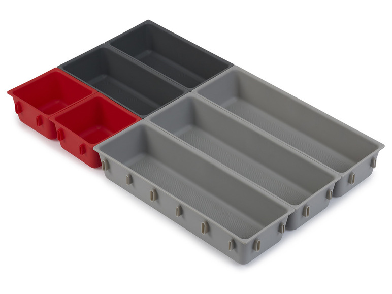 Graue und rote Schubladen-Organizer