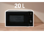 Schwarze 20 L Mikrowelle auf einer Holzoberfläche