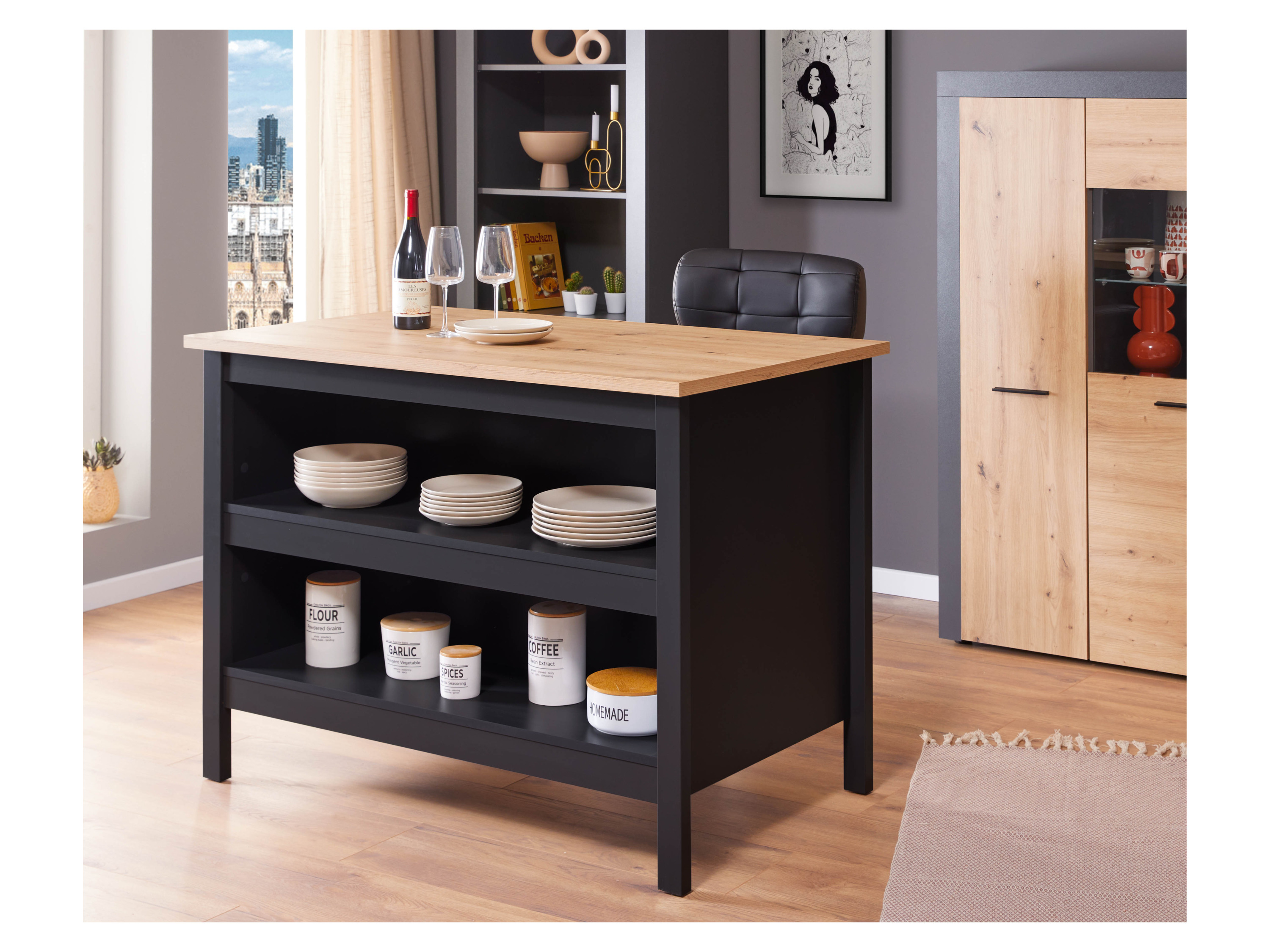 Thumbnail - Inter Link Kücheninsel (Helina, Schw./Eiche Artis.)