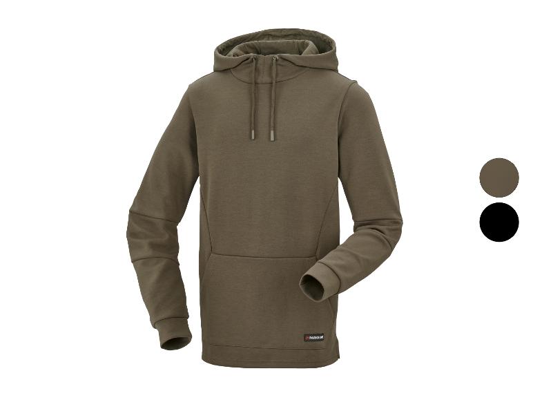PARKSIDE Hoodie in Olivgrün mit Kordelzug und Kängurutasche.