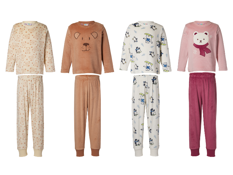 LUPILU® Kinder-Pyjamas in verschiedenen Farben und Winter-Designs mit Bären und Pinguinen