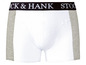 Weiße Boxershorts mit grauen Akzenten und der Marke 'Dock & Hank'.