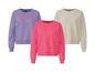 Drei Sweatshirts mit den Aufdrucken 'Positive Vibes', 'Dreamer' und einfarbig rosa