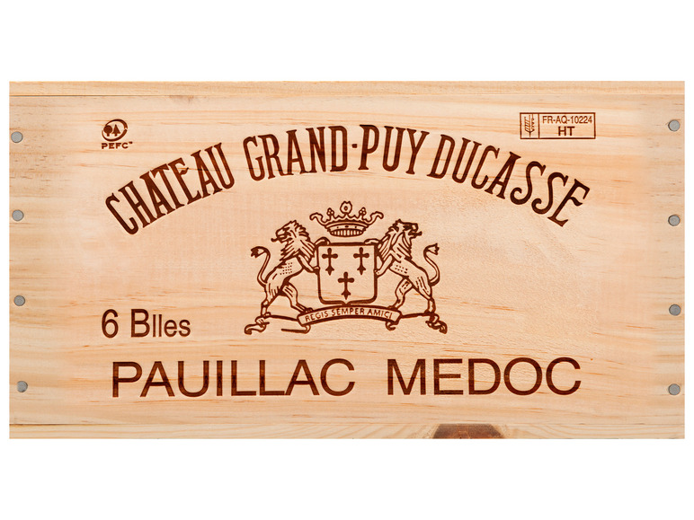 6 x 2017 Grand-Puy Pauillac trocken, Château Grand Cru Ducasse 5éme - Original-Holzkiste Rotwein Classé 0,75-l-Flasche AOC